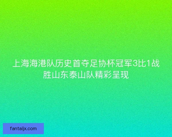 上海海港队历史首夺足协杯冠军3比1战胜山东泰山队精彩呈现