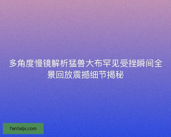 多角度慢镜解析猛兽大布罕见受挫瞬间全景回放震撼细节揭秘